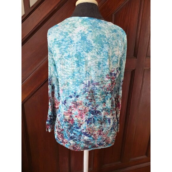 Coldwater Creek Womens Long Sleeve Abstract Print Top L Size - Picture 3 of 7